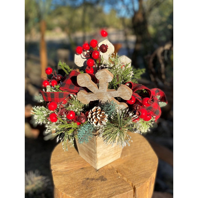 Snowflakes and Berries Xmas Silk arrangement - Same Day Delivery
